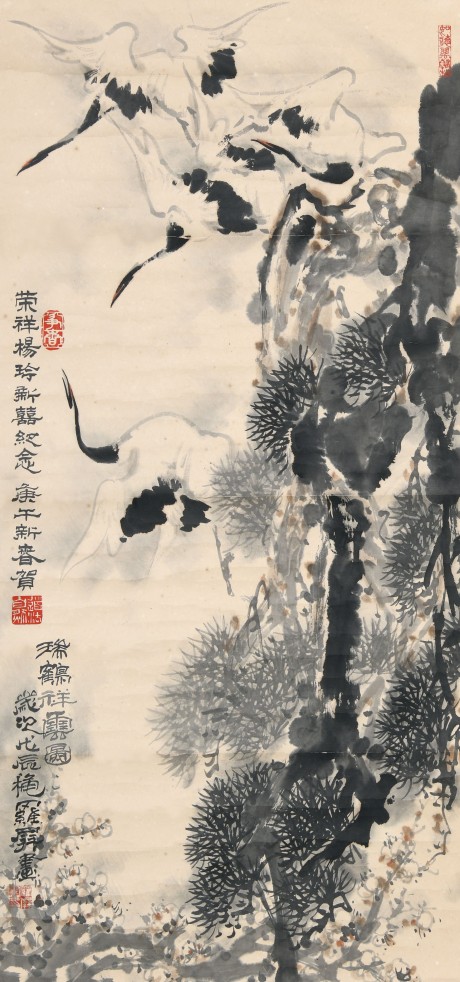 羅屏  花鳥(niǎo)立軸	91*43cm